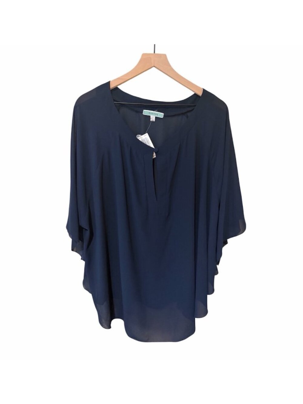 NWT Pleione Navy Blue Chiffon Batwing Dressy Top Size 3X